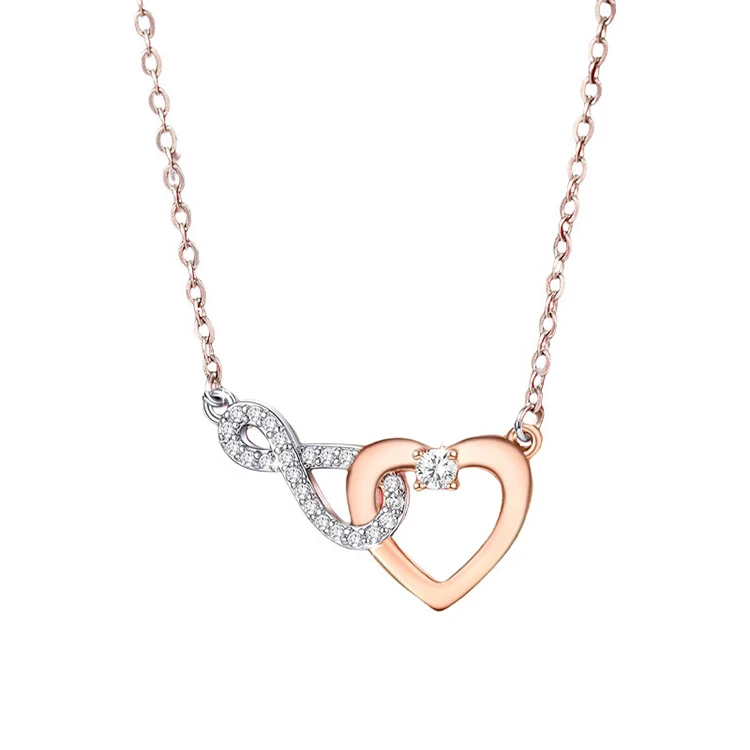 

Y175 Wholesale Colliers Crystal Inlaid Love Forever Heart Interlock Infinity Charm Necklace For Women Fashion Jewelry Necklaces