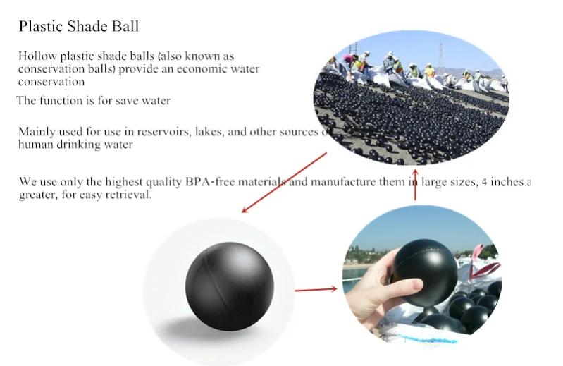 100mm 150mm Hdpe Plastic Hollow Floating Balls Black Shade Balls For