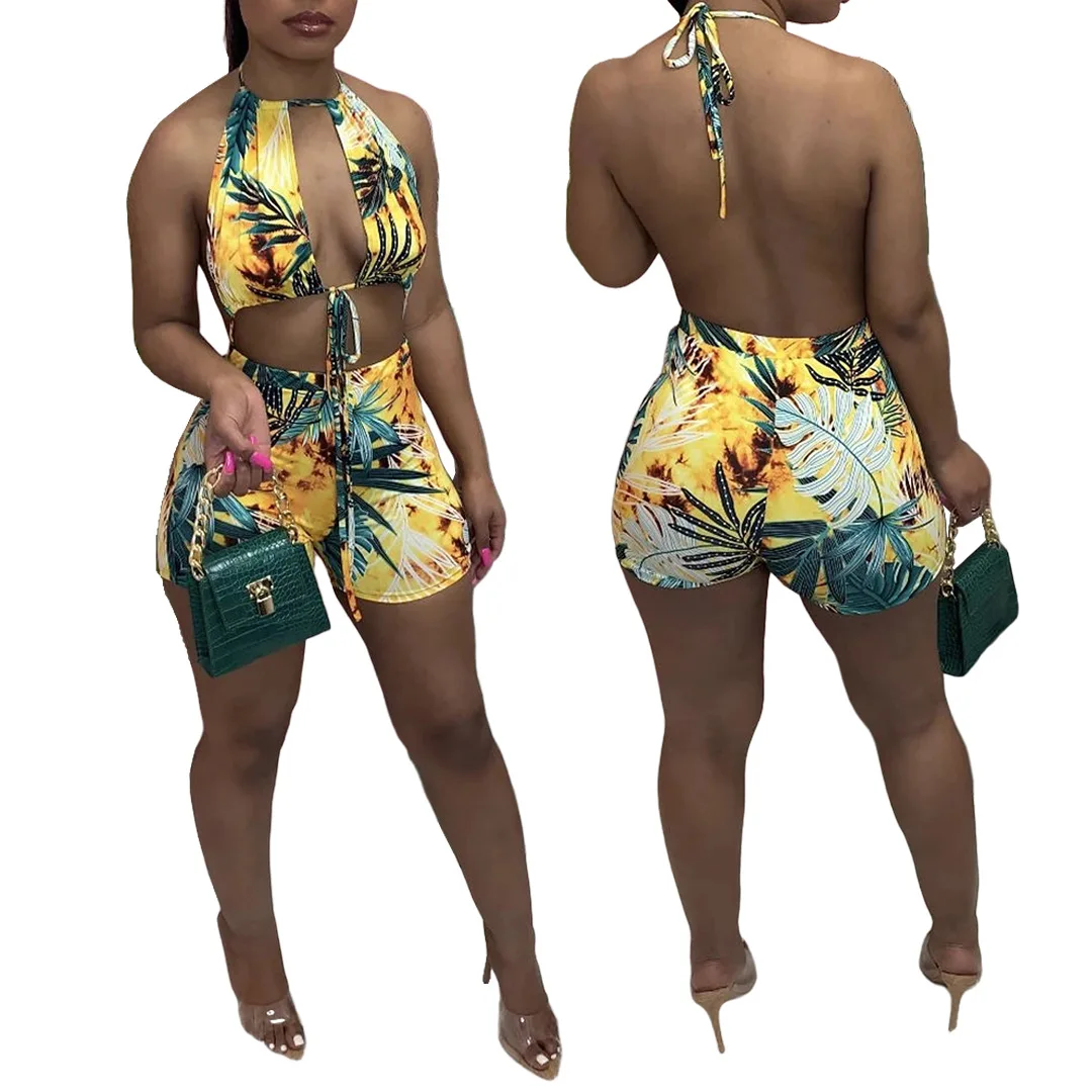 

A1295 - sexy fashion sleeveless printed halter women rompers