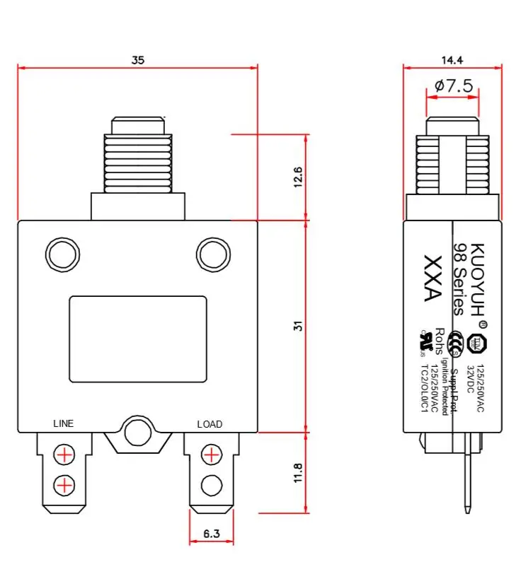 1pc thermal switch circuit breaker overload protector overload switch *G*HGG
