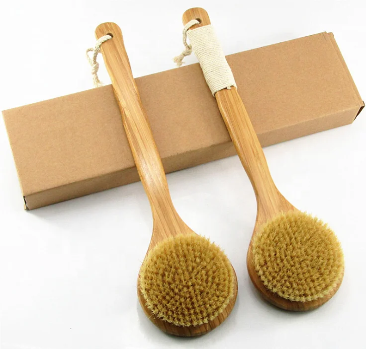
Customized Long Handle Natural Bamboo Back Bath Body Brush Shower Body Cleaning Exfoliator Boar Bristle Dry Brushing 