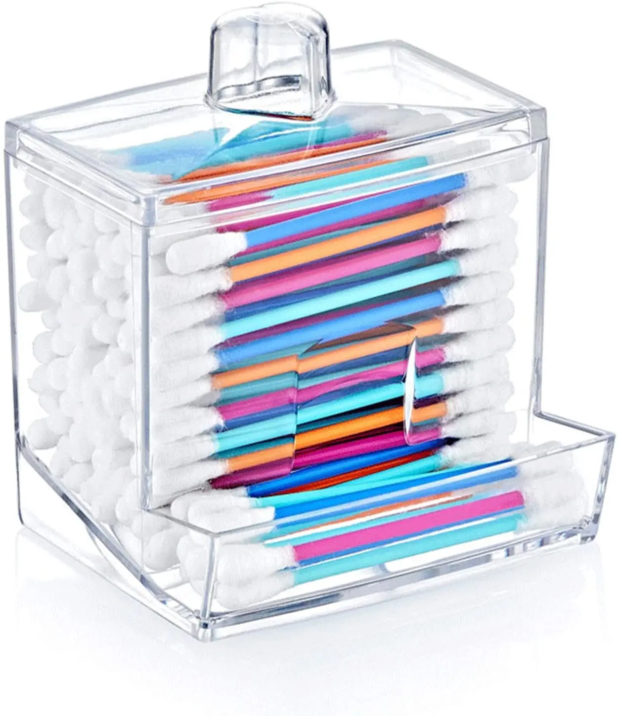 

cotton swab holder Acrylic Q-Tip cottonswab case Dispenser Clear Transparent Makeup Case Cosmetic Organizer Container with Lid