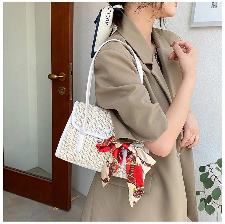 

Wholesale customized handbags for women luxury 2021 new underarm women hand bags fashion Korean style straw purses and handbags, Customized color