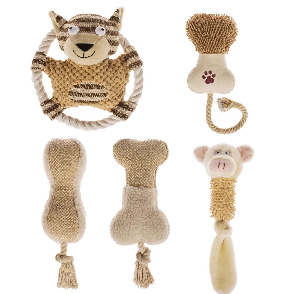 

Manufacturer wholesale OEM custom logo bite resistance plush rope cute toys set for dog playing, Brown , beige or on your requirement