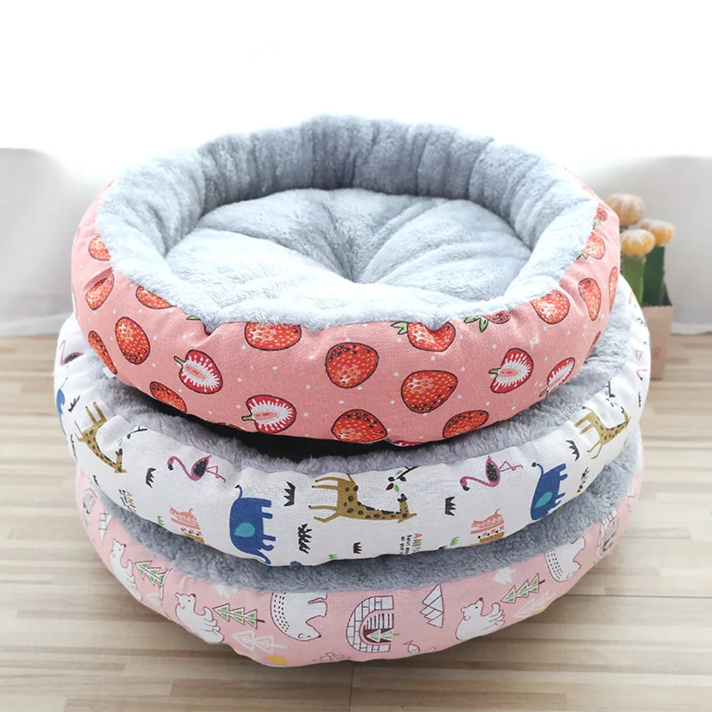 

Hot selling novelty cartoon luxury washable removable fluffy sofa accessories round nest pet bed, Picture