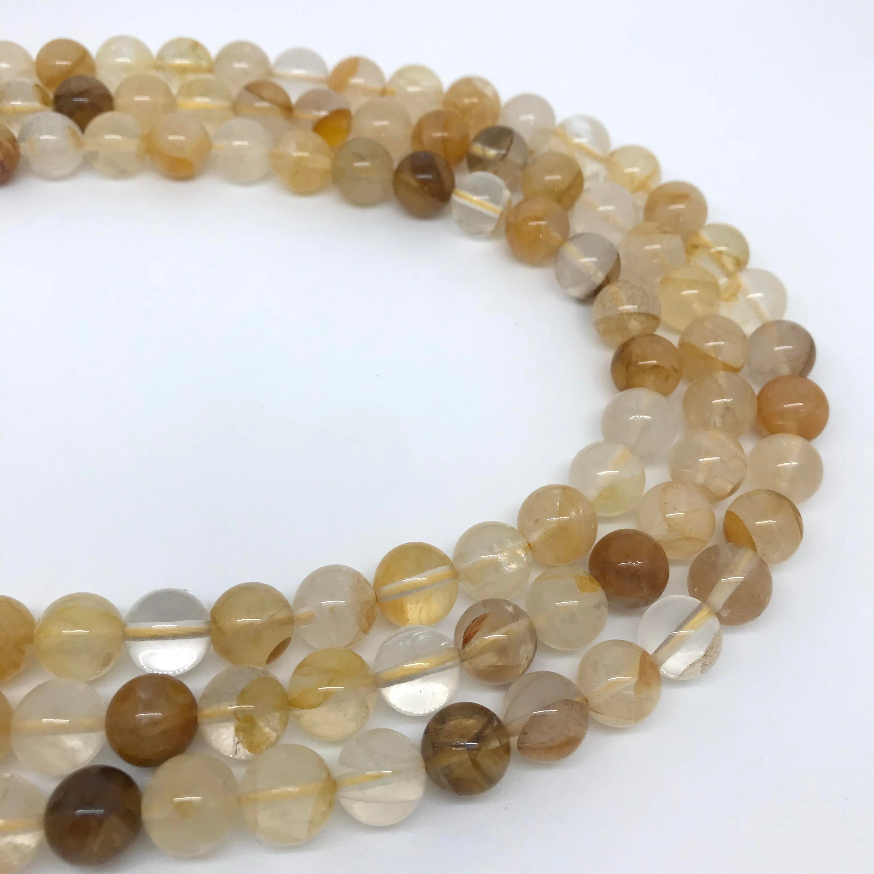 

Wholesale natural gem round 8mm yellow glue flower crystal DIY beads jewelry bracelet necklace