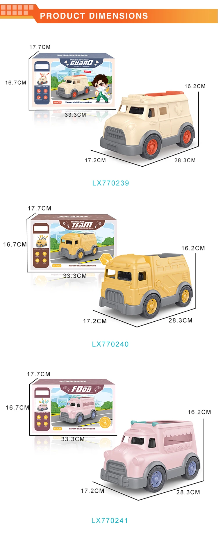 New style lovely pink food truck kids educational sets ice cream car toy