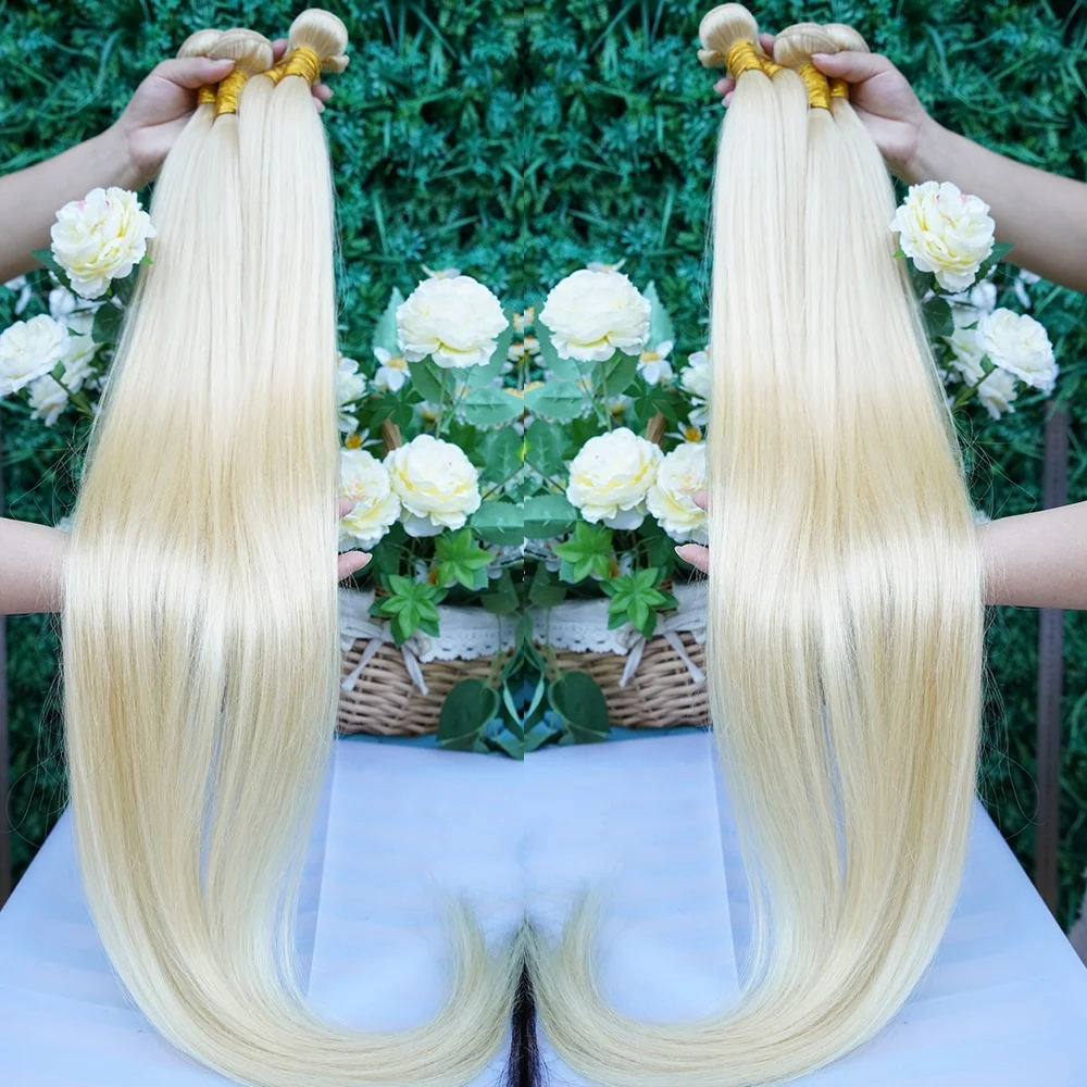 

613 40Inch Raw Human Blonde Hair Bundles With Frontal Perruque Blond Virgin Hair Vendor Remy Brazilian Human Hair Extensions