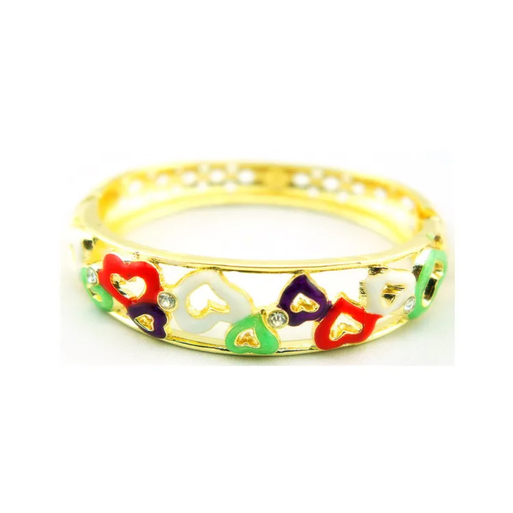

WIIPU Fashion Love Hollow Cloisonne Open Bangle Female Jewelry Valentine's Day Gift