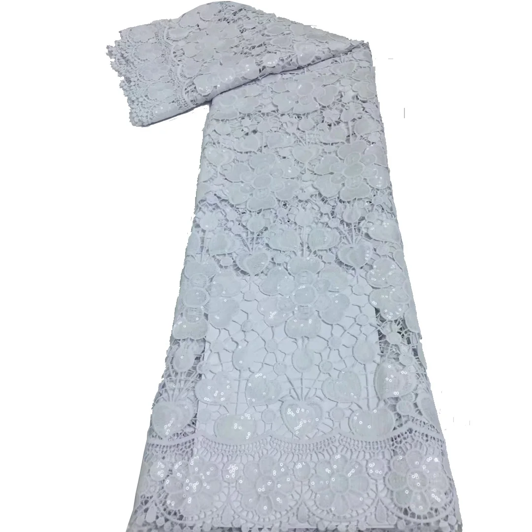 

white cord sequin wedding fabric guipure lace SMD113G004