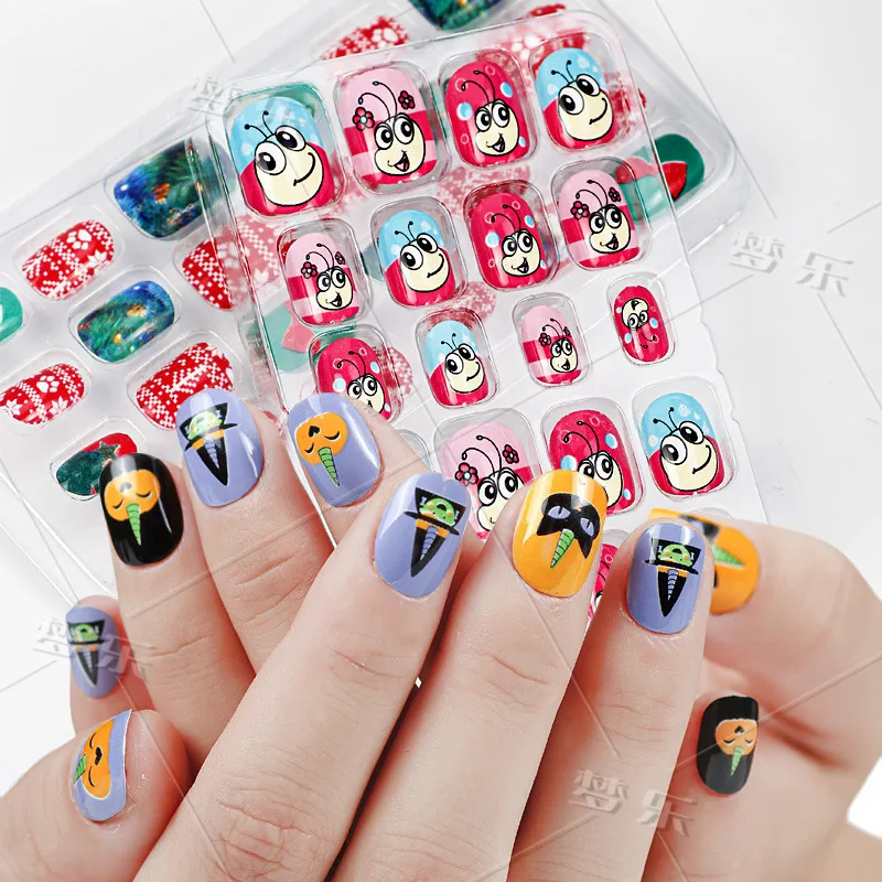 

NA-74 2021 Wholesale Cute design pink and blue color fake nails for kids