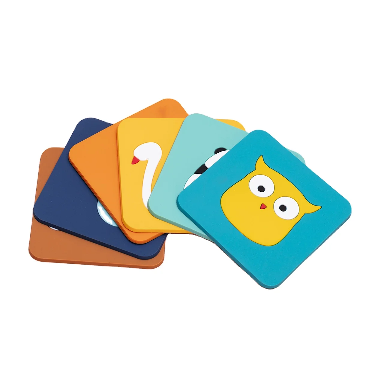 

Household water-proof and oil proof round square PVC rubber cup mat coasters for drinks, 6 colors