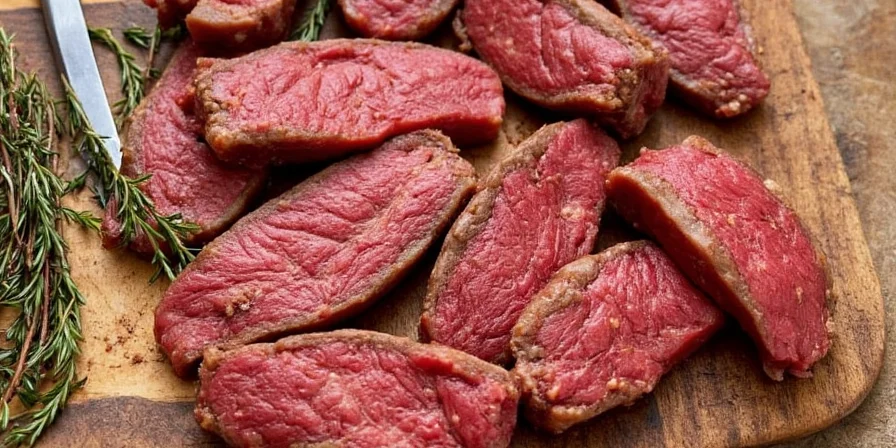 Juicy beef roast on a cutting board