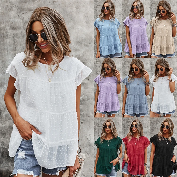 

DUODUOCOLOR The new summer fashions round collar loose short sleeves woman clothing solid color t shirt trendy tops D97707