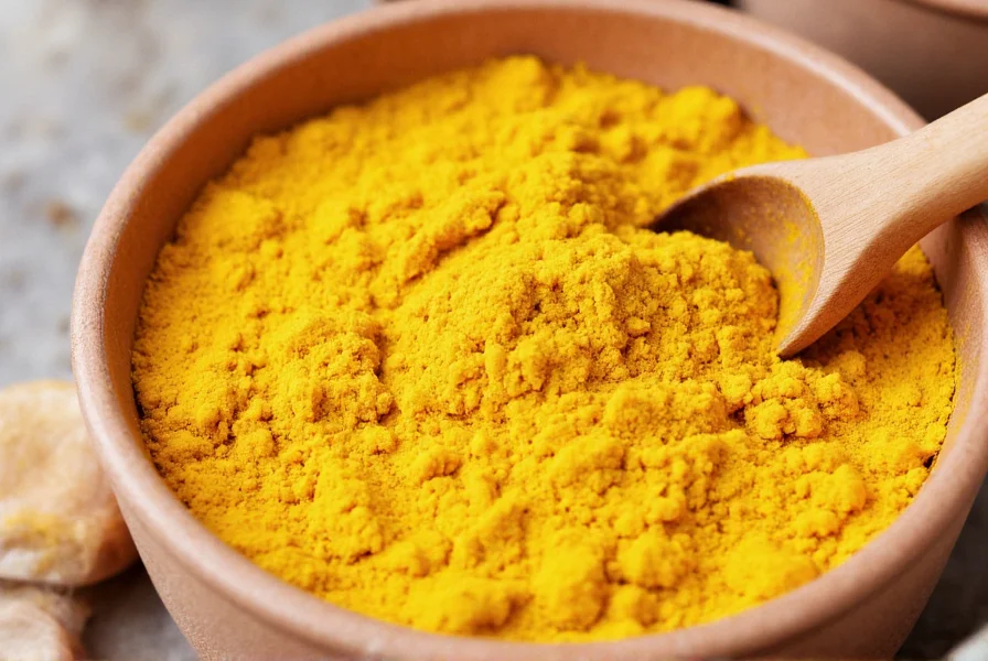 Close-up of golden turmeric powder being mixed with honey and yogurt in a ceramic bowl for natural face mask