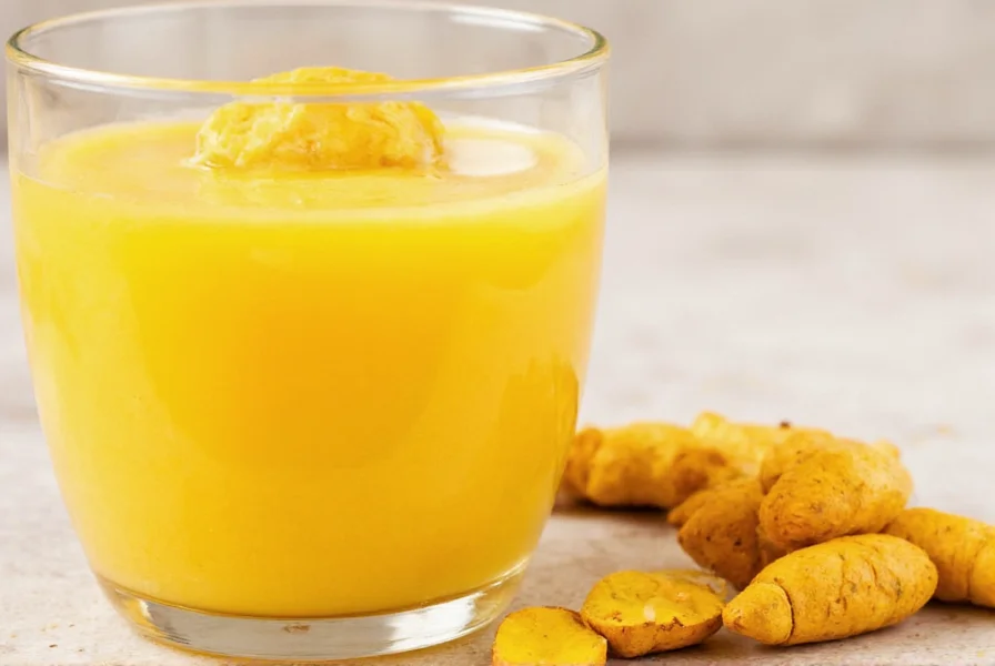 Golden milk in ceramic mug with turmeric root and cinnamon stick