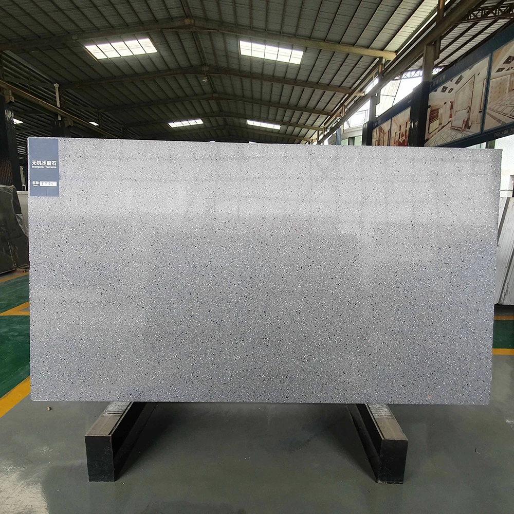 按尺寸切割成灰白色人造石厨房台面水磨石地砖板 - buy terrazzo