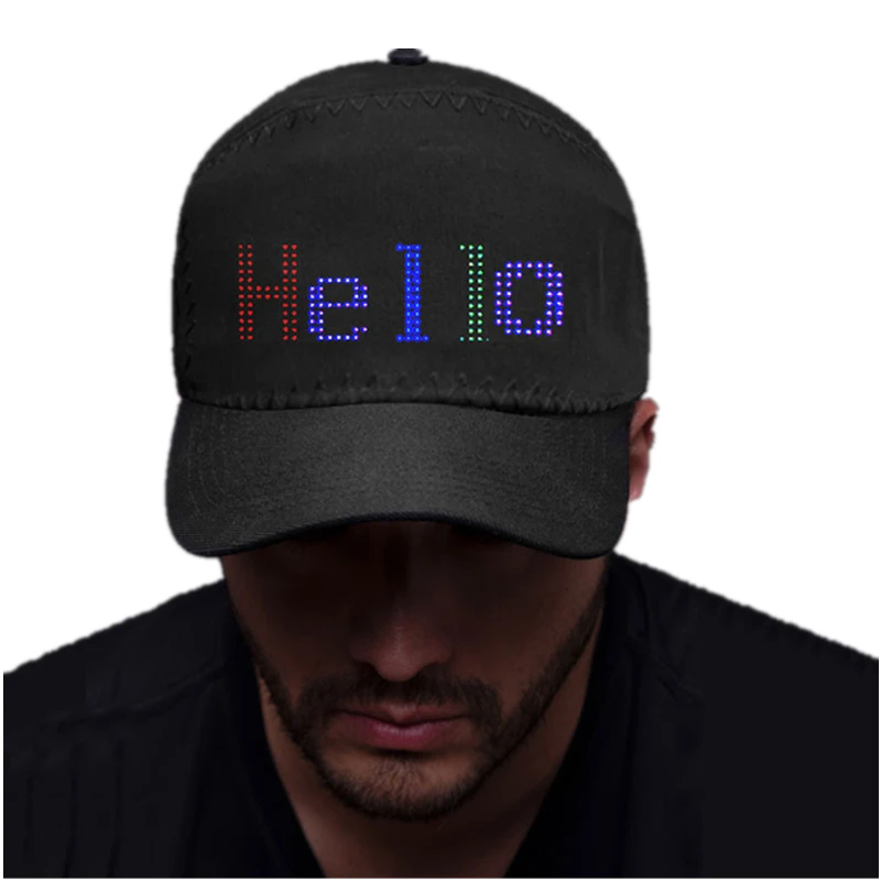 

Fashion Hip Hop Led Hat Bluetooth APP Control Programmable Display Message Light LED Caps For Halloween Club Party