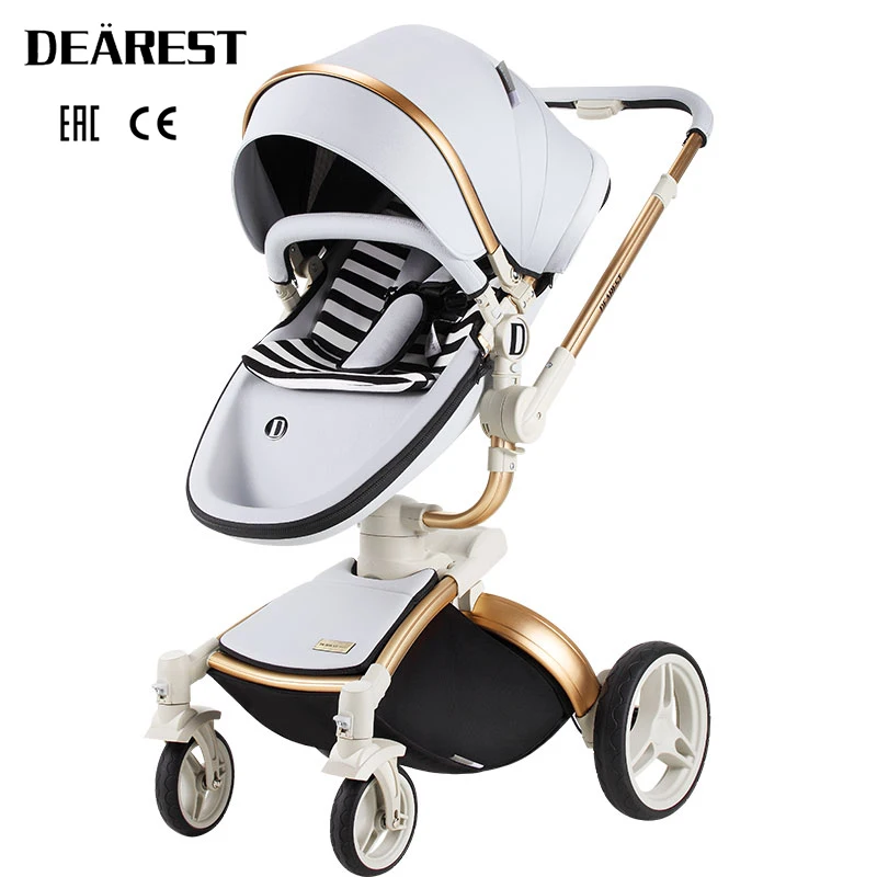 

High Landscape Baby Stroller Dearest Diamond Leather 2 in 1 Factory Directly Wholesale Luxury baby stroller