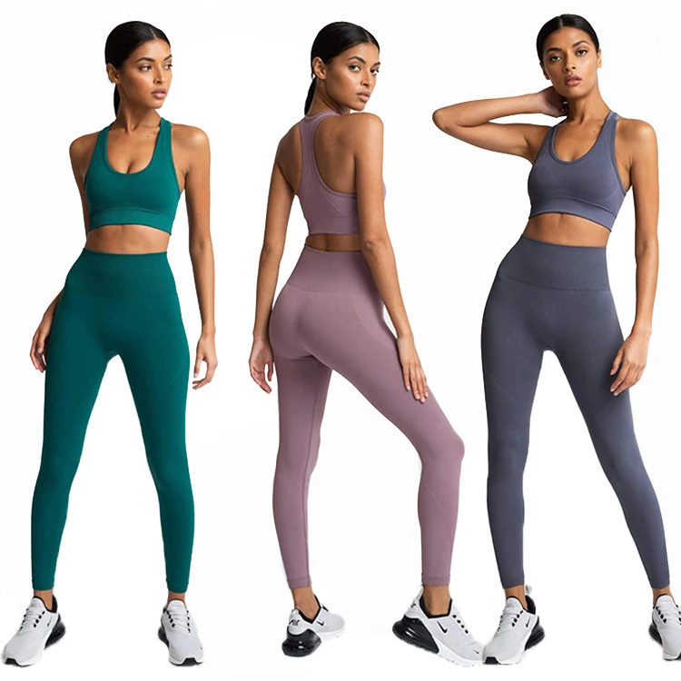 

Women Two Piece Pants Set Fitness Seamless High Waist Yoga Leggings Gym Sportswear Workout Yoga Set, 11 colors