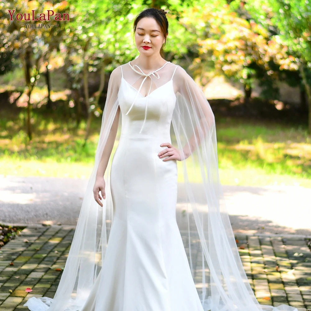 

YouLaPan VG16 Wedding Cape Cloak Ivory Tulle Long Bridal Wedding Cape Veil Womens Wraps Fashion Shawl Bridal Wraps