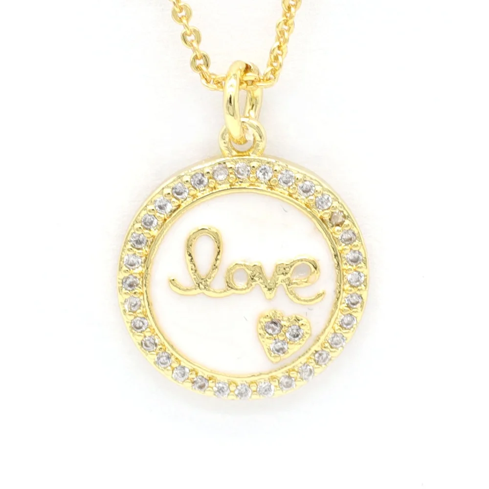 

18k gold plated cz alphabet joyeria pendant enamel initial jewelry love necklace, Gold;silver