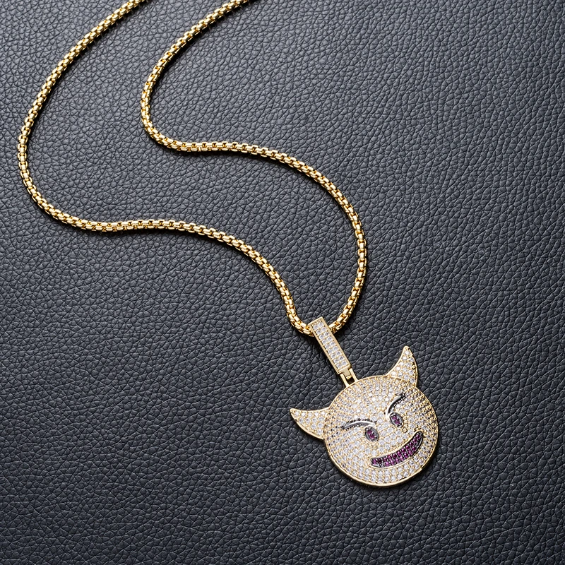 

hip hop gold plated iced out cubic zirconia customized devil necklace