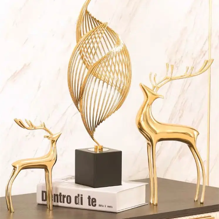 

Luxury Modern Nordic Table Top Living Room Metal Abstract Ornaments Art Gold Home Decor Accessories for Home, Mix colors