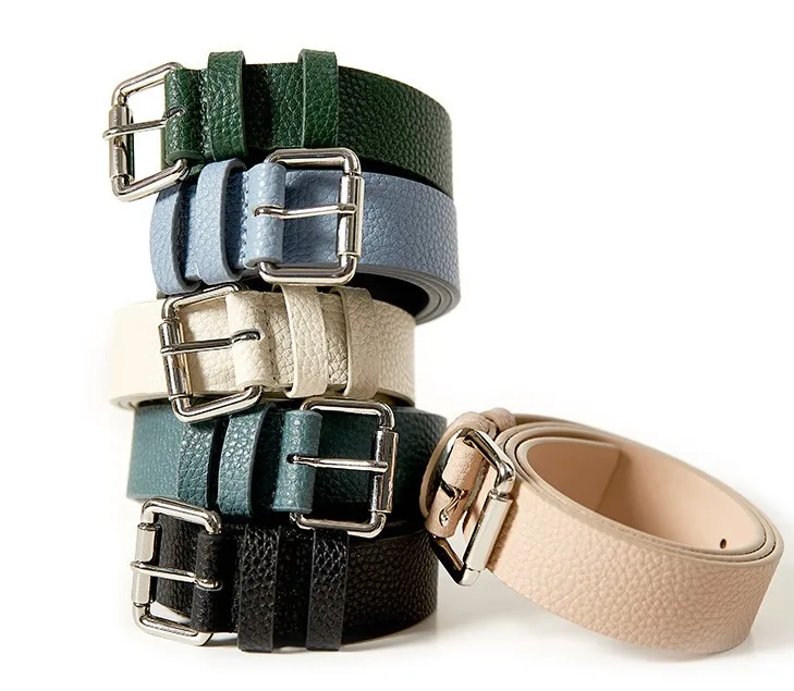 

Custom lady solid color genuine leather fashion dress casual skinny belt, Picture shown