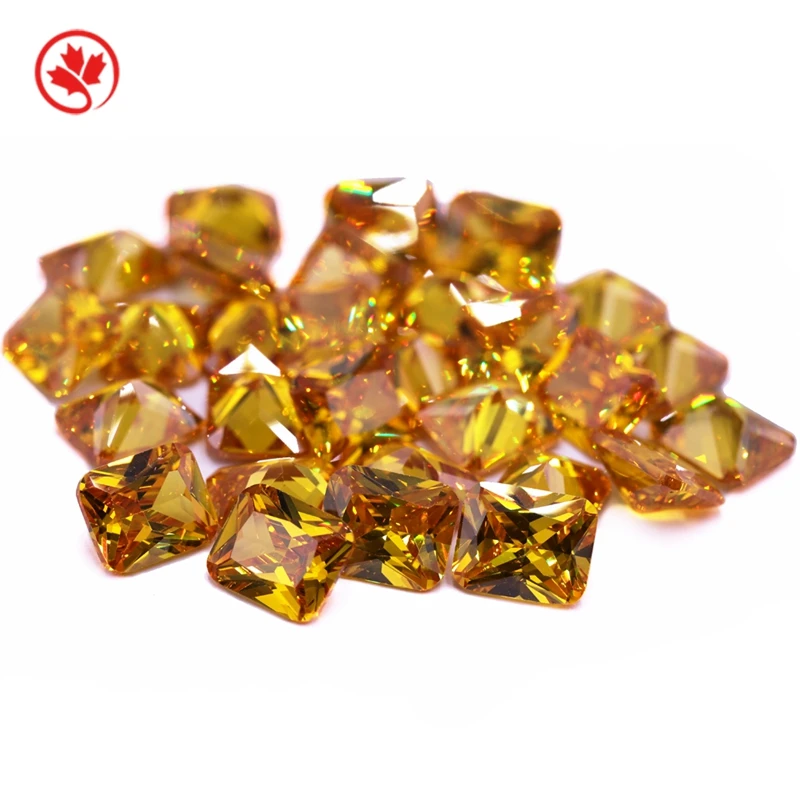 

Wuzhou factory zircon stone price golden yellow rectangle cubic zirconia stone