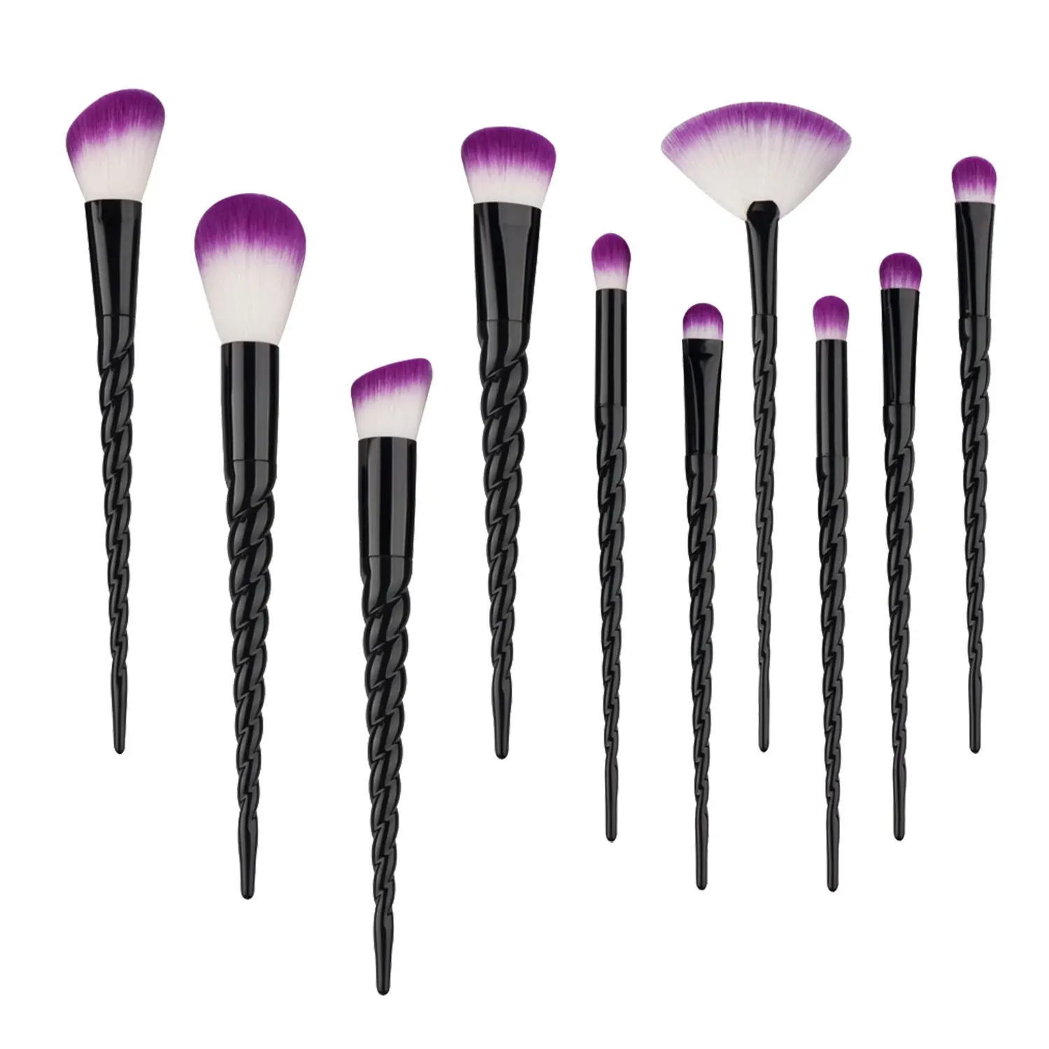 

10 pieces of threaded handle makeup brush set purple hair foundation mixed powder eye shadow cosmetics beauty makeup tools, White,colorful,black,pink,blue