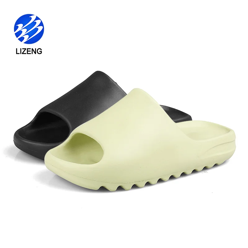 

2020 New Unisex Summer Fish Mouth Flat Slip On Indoor Yezzy Beach Ladies Slippers, Black / green / apricot