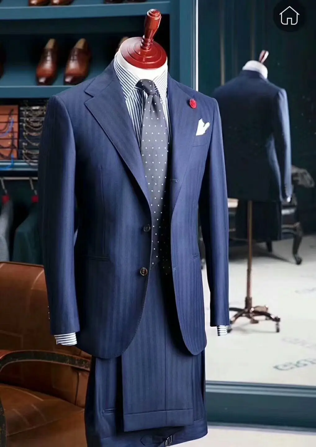 Custom Made to Measure Hand Tailored Men Slim Two Button Suit Business Wedding