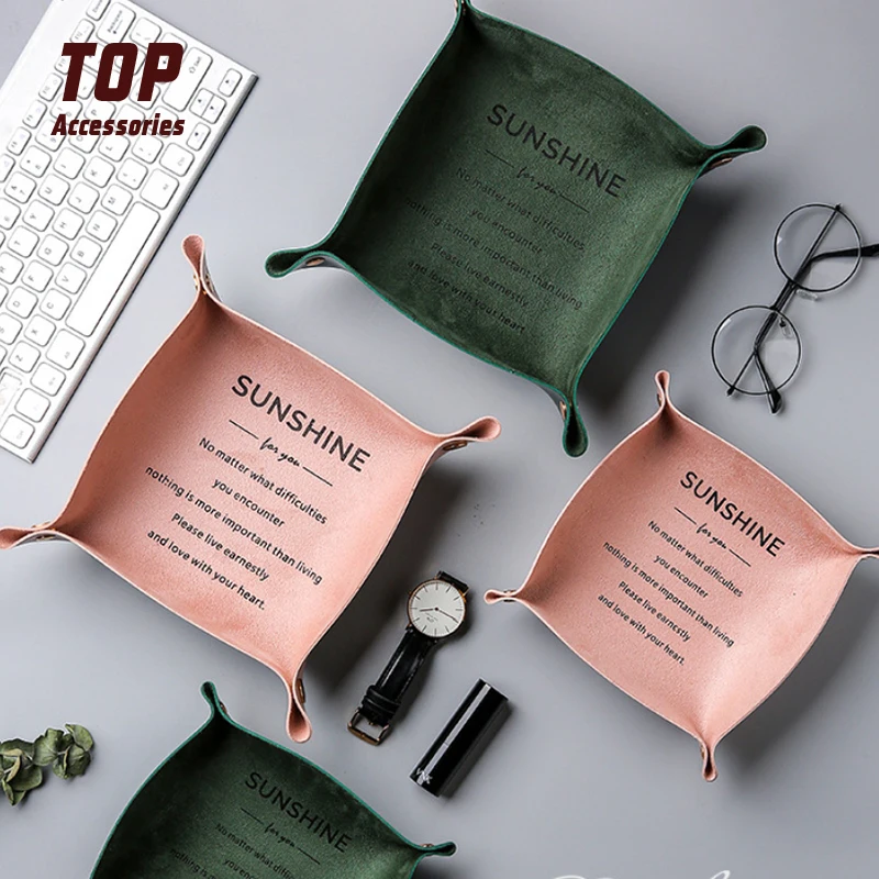 

Colorful Leather Square Trays Water-repellent Leather Cosmetics Trays