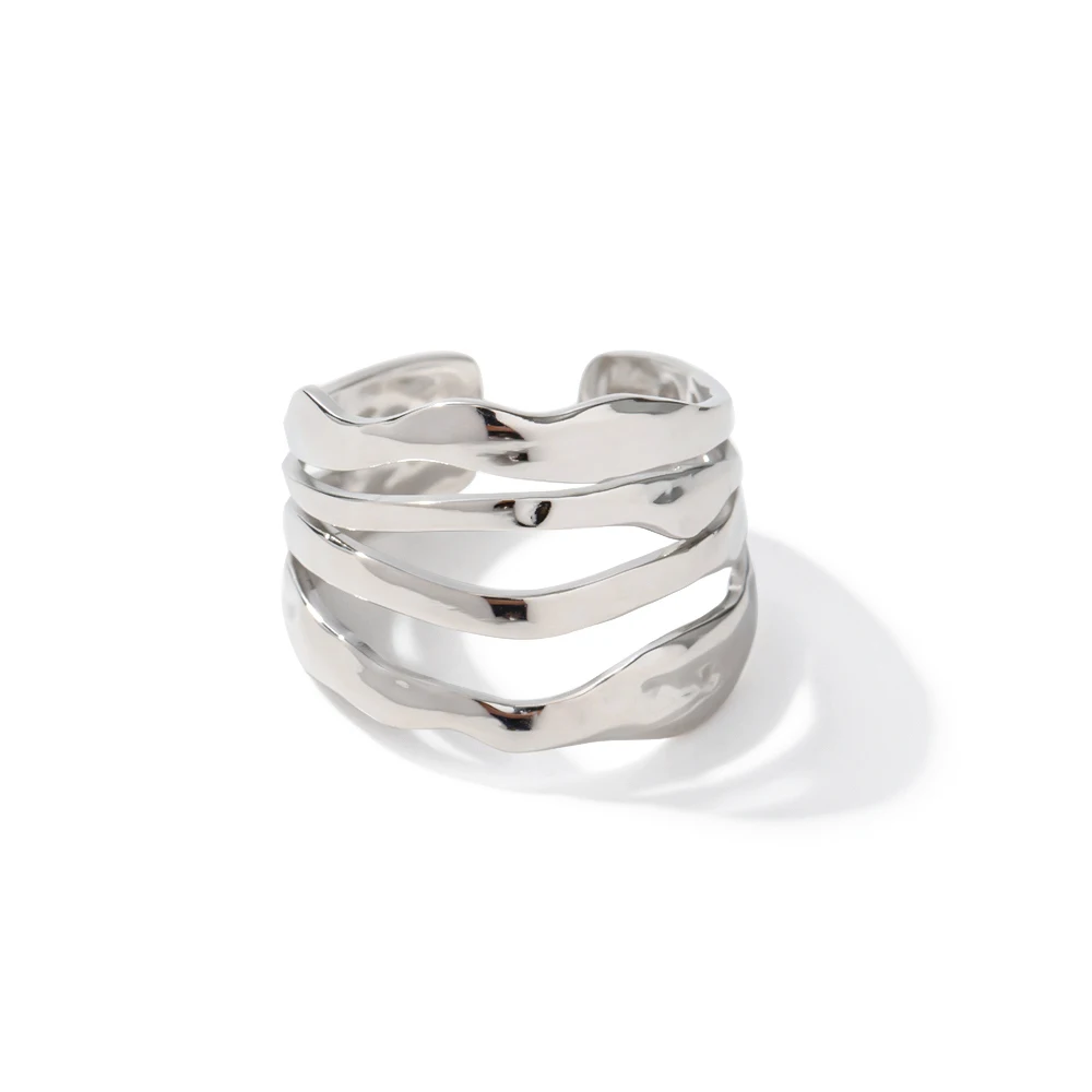 

Hip Hop Multi Layers Opening Rings Jewelry Gift Silver Plated Band Layer Open Ring for Women