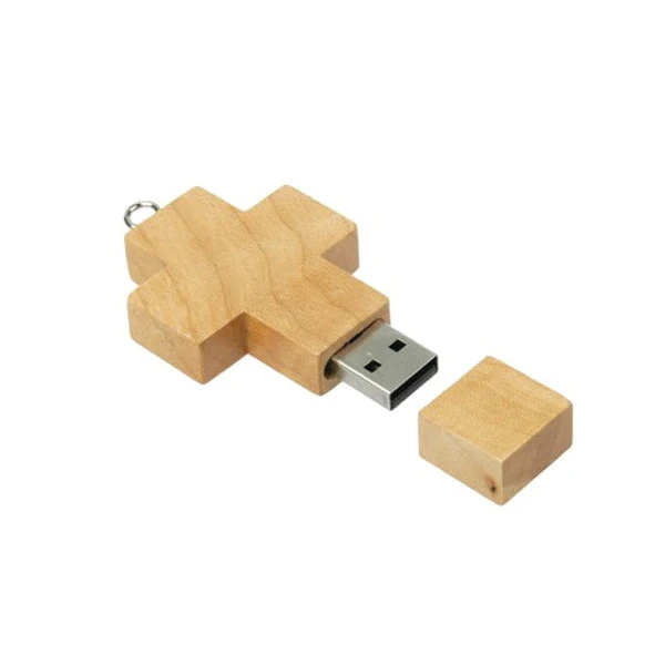 

High Quality USB Flash Drive Pendrive 4G 8G Cross Shape Wooden USB Sticks