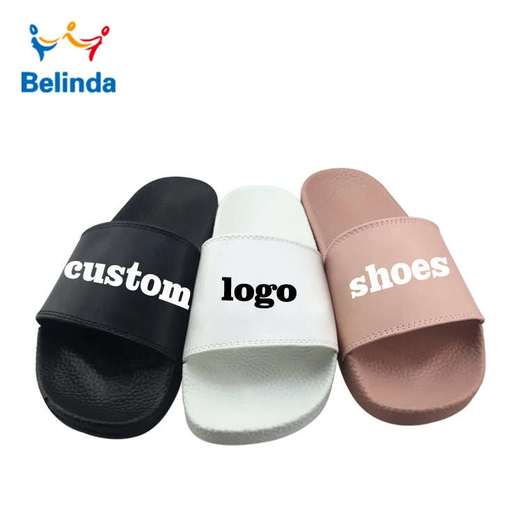 

Designer PU Shoes Lady Slide Sandal Made Printed Logo Woman Custom Slippers, As pictures or custom