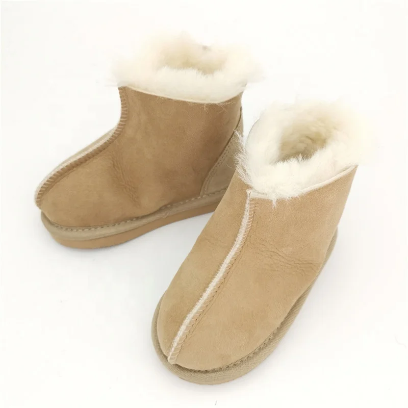 
HQS KS001 OEM customized premium quality winter thermal genuine sheepskin slippers for children. 