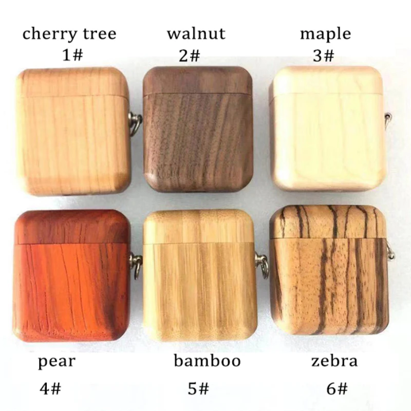 

BOORUI new arrival wooden earphone box case for airpod cases 2020 luxury cover fit for airpods 1/2 pro, 12 colors to choose from