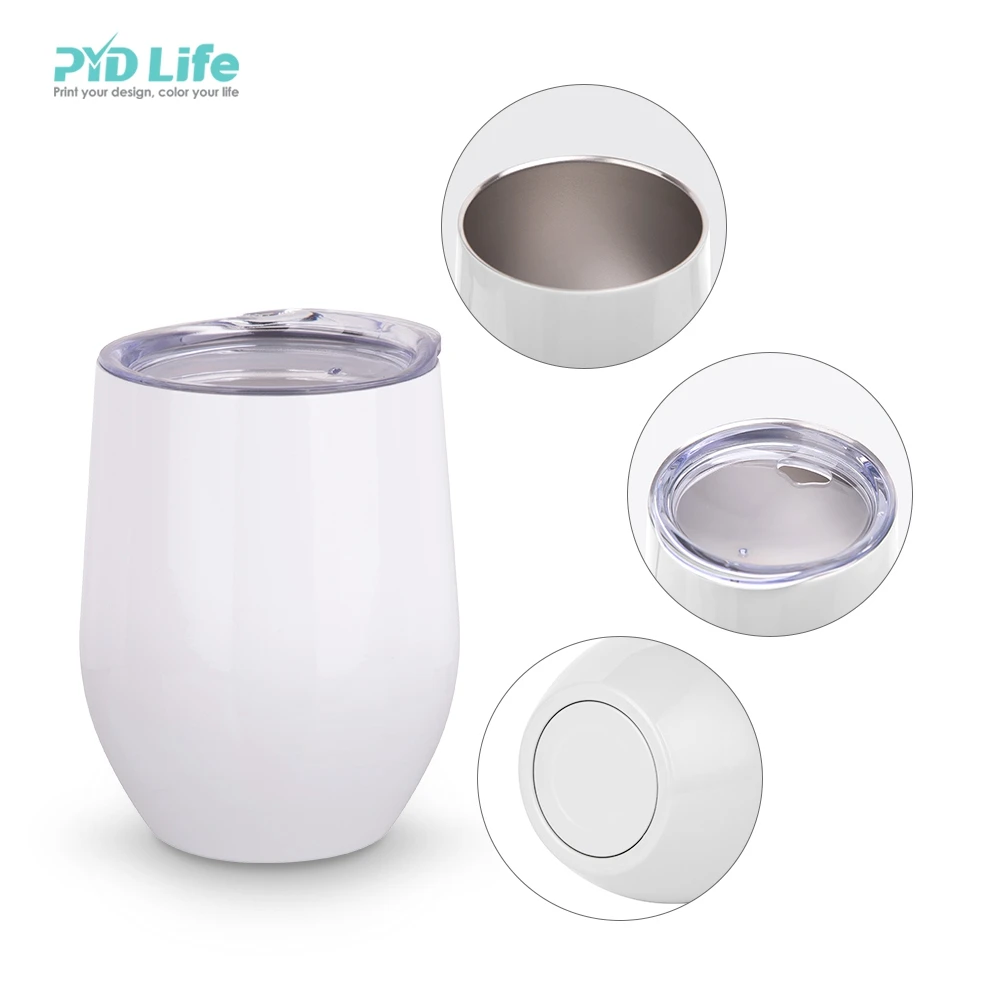 

PYD Life RTS USA Free Sea Shipping DDP Promotional Price White 12 oz 350 ml Sublimation Wine Tumbler Cups