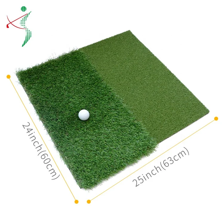 

Foldable Swing Mat Long and Short Grass 2 in 1 Golf Practice Hitting Putting Mat 24"x25", Green