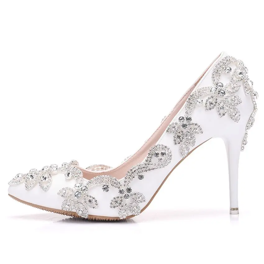 

Rhinestone high-heeled shoes women stiletto pointed toe single shoes women evening wedding dress shoes, Picture