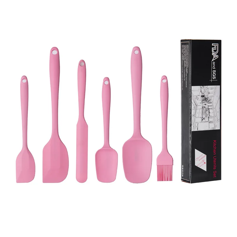 

New Product Silicone Spatula Set Of 6 Seamless One-Piece Non Stick Heat Resistant Kitchen Utensils Cooking Baking