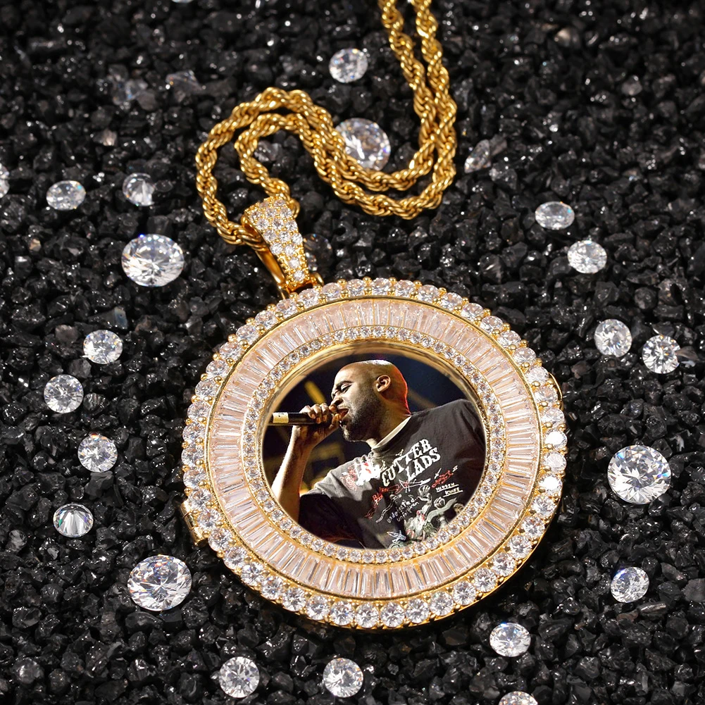 

Custom Men Women Fashion Gold Iced Out Pendants Hip Hop Necklace Custom Photo Locket Picture Pendant Photo Pendant