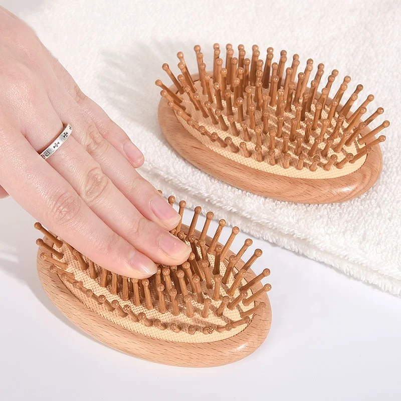 

Quality beech wood thick handle detangling hair brush for curly hair comb