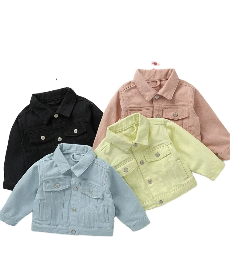 

Black Kids Denim Bomber Jacket Single Button Kids Jacket Organic Cotton Children Jacket