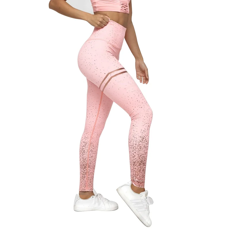 

Newest Gold Foil Sexy Tight Fitness Wear 3D Digital Yoga Women Floral Print Leggings