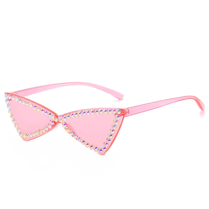 

SUNBORRY Fashion PC Cat Eye Women Lady Diamond Triangle Bling Acetate Retro Custom LOGO Shades Sunglasses