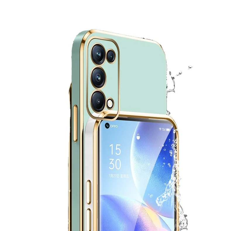 

New Soft Gold Plated Electroplated TPU Cell Phone Case For OPPO Reno 5/5pro Phone Case, As photos