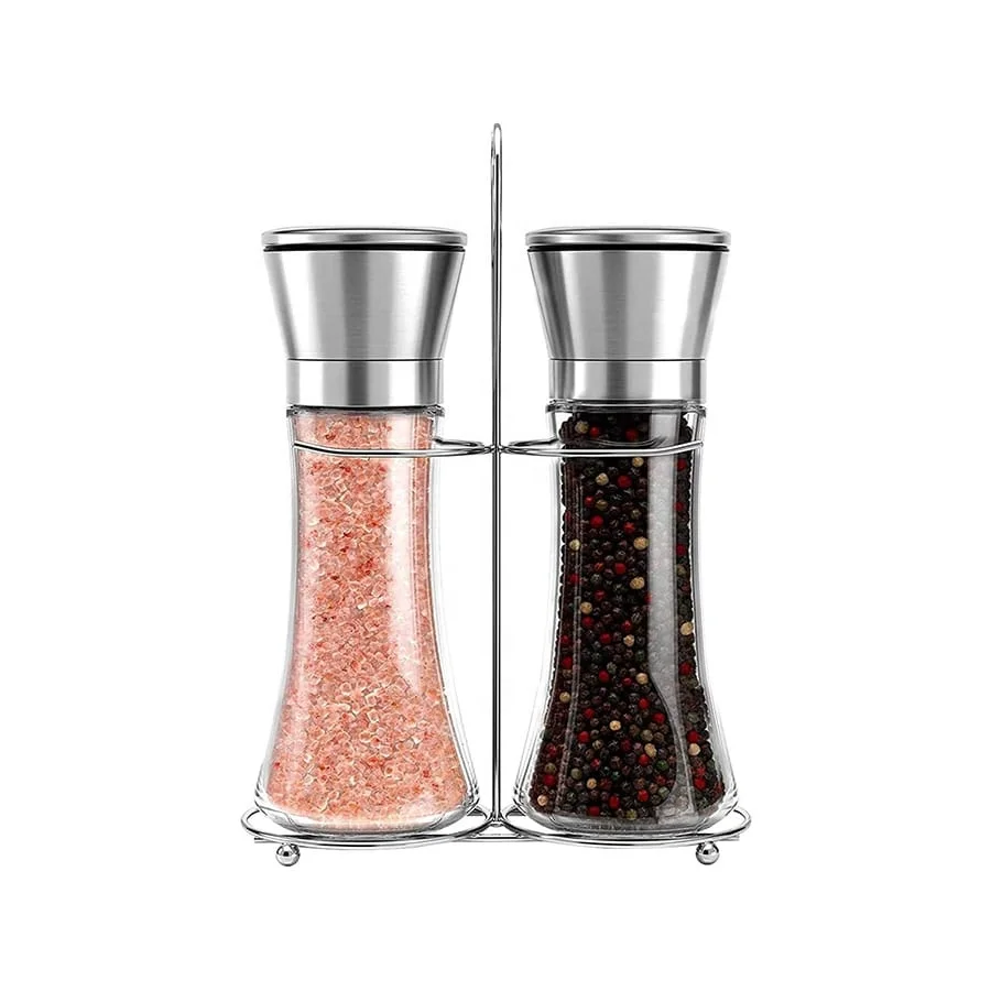 

Refillable Manual Pepper Grinder Salt and Pepper Shaker Each set of 2 Pieces Pepper Mill Adjustable Coarseness, Silver